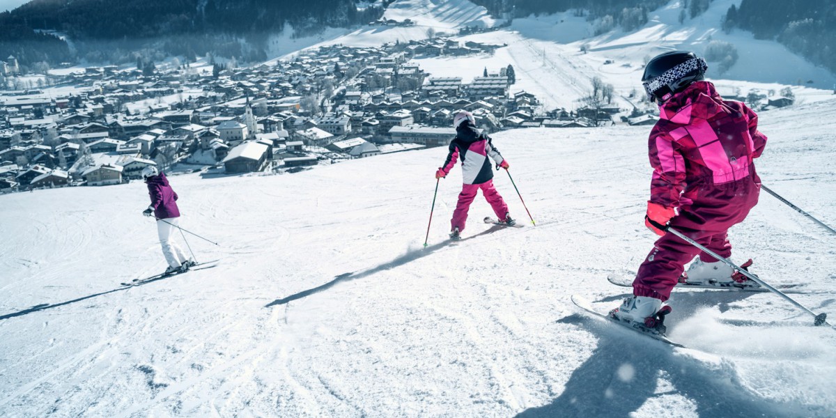 Skiën op de Maiskogel richting het dal